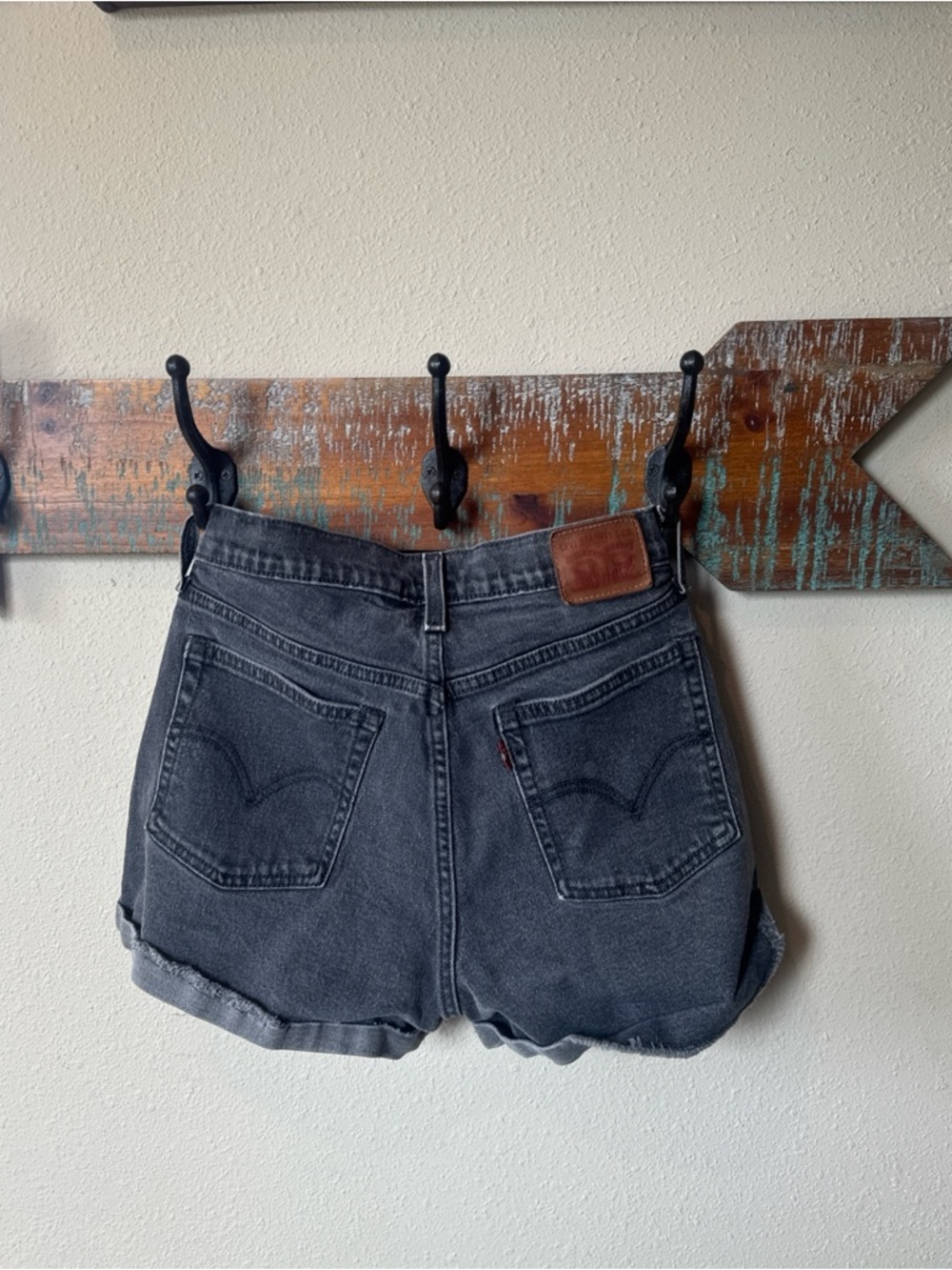 Levi's Black Washed Denim Jean Shorts - Picture 2 of 4